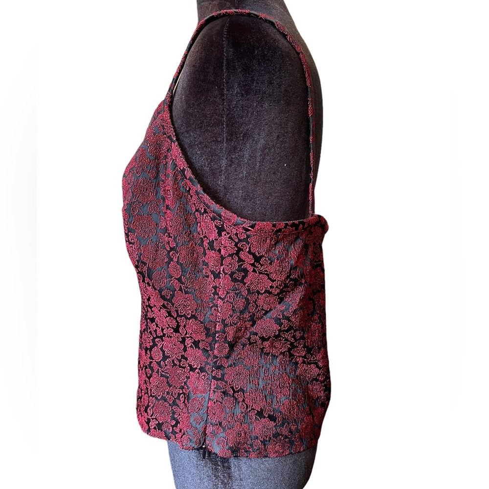 DD Collection Vintage 90s Red Black Whimsygoth Witchy Vampy Cropped Floral Top - Picture 4 of 6